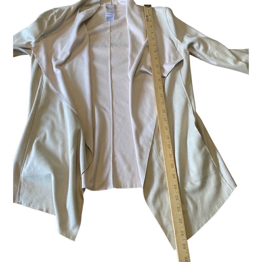 Chicos Faux Suede Double Face Open Duster Womens Size 0 US Size 4/6 Tan/PalePink - Picture 6 of 10